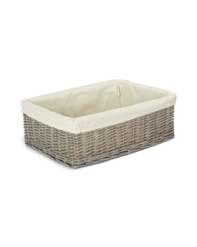Grey Wash Wicker Basket Tray With Lining