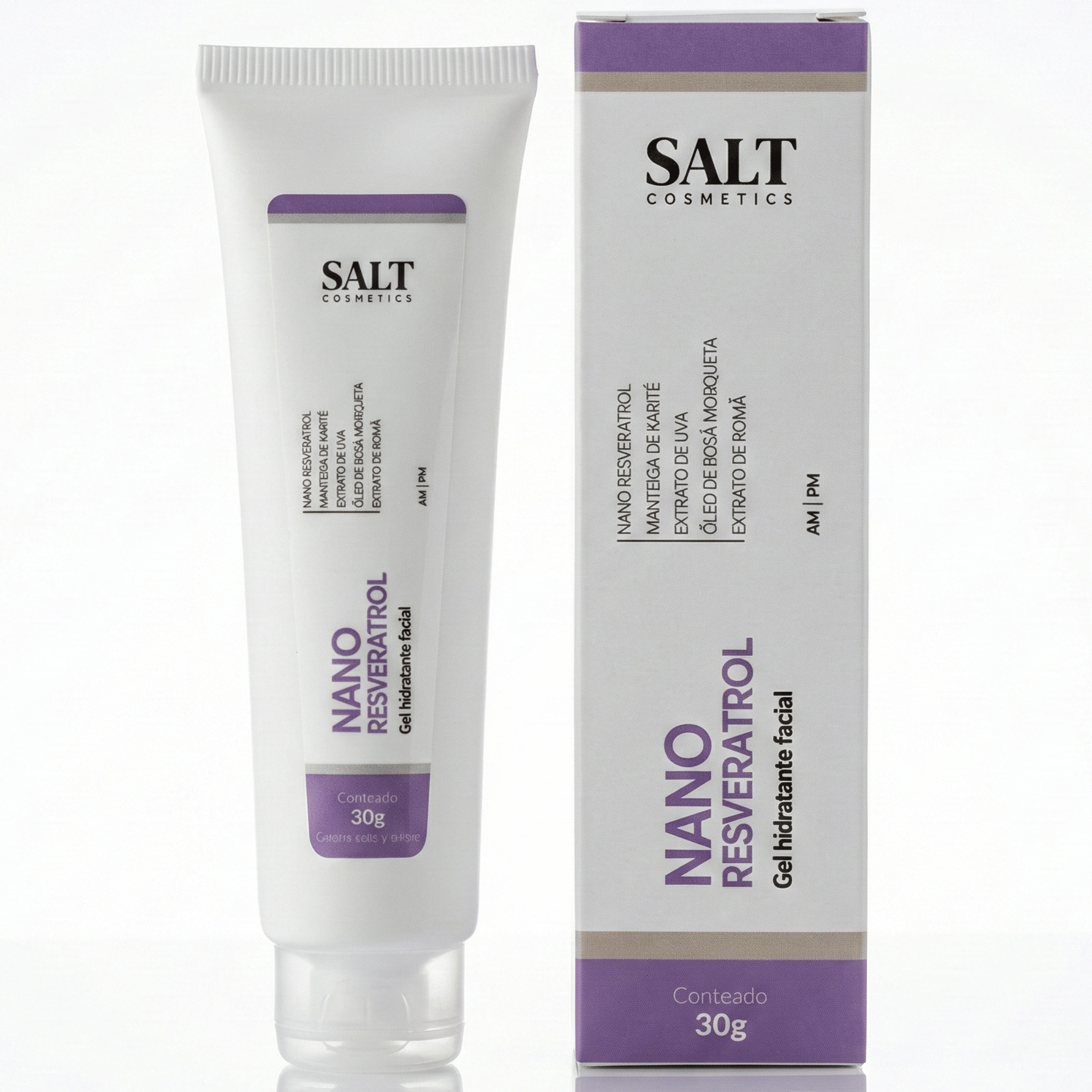 Gel Hidratante Facial Nano Resveratrol 30g – Antioxidante para Firmeza e Proteção da Pele – Salt Cosmetics