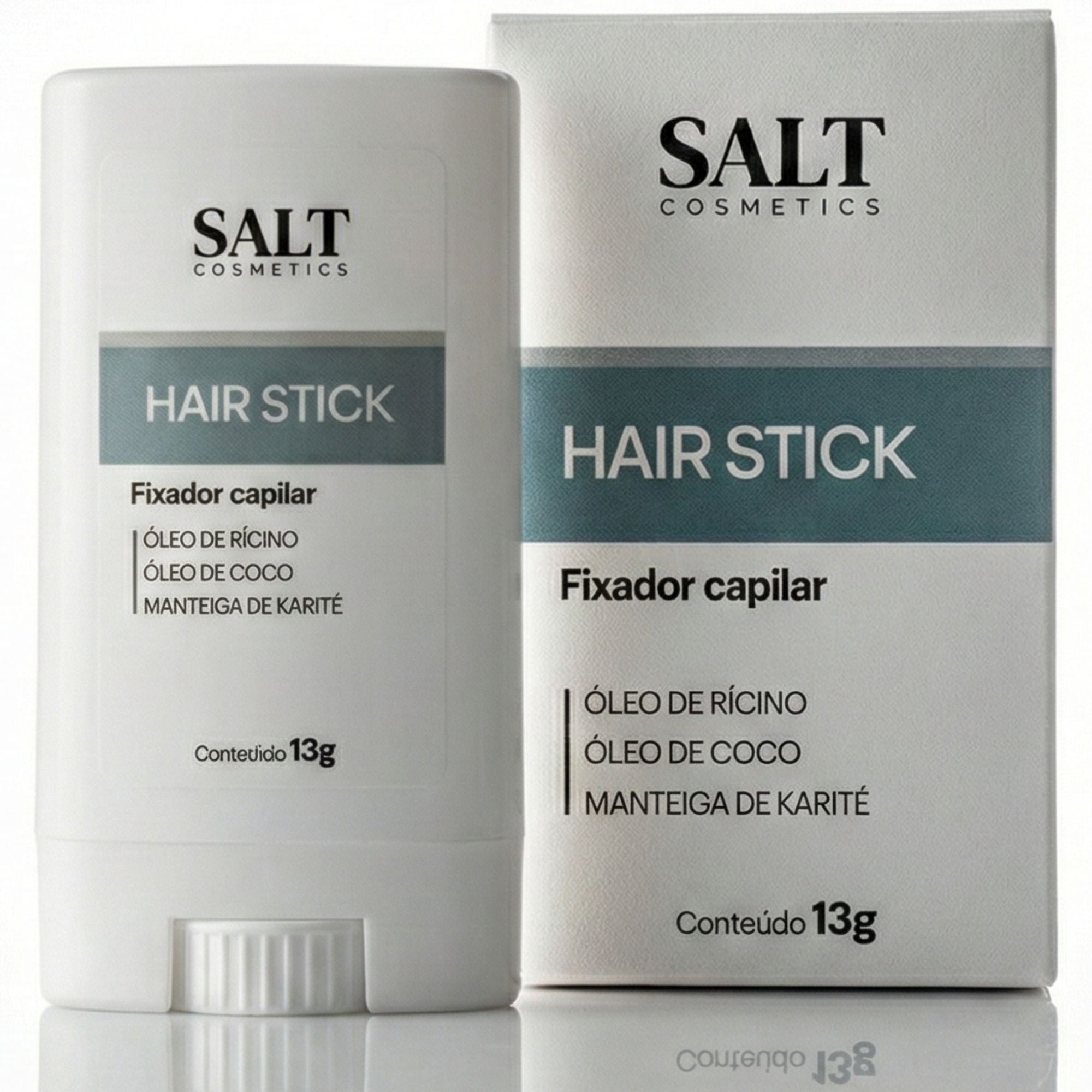 Stick Capilar Fixador Hair Stick 13g – Óleo de Rícino, Coco e Karité – Salt Cosmetics