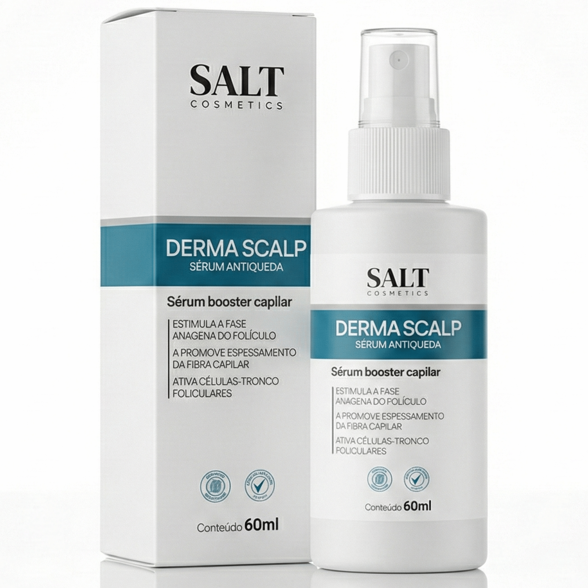 Sérum Antiqueda e Crescimento Capilar 60ml Derma Scalp Hair Booster – Espessamento e Densidade dos Fios – Salt Cosmetics