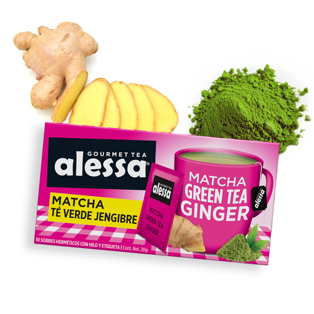 Alessa Té Gourmet Matcha Green Tea Ginger 10 sobres