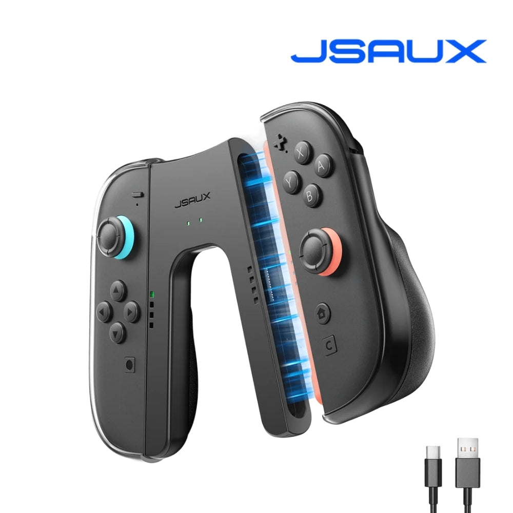 JSAUX Switch 2 充電握把 黑款｜相容於 Nintendo Switch 2 手把 手柄