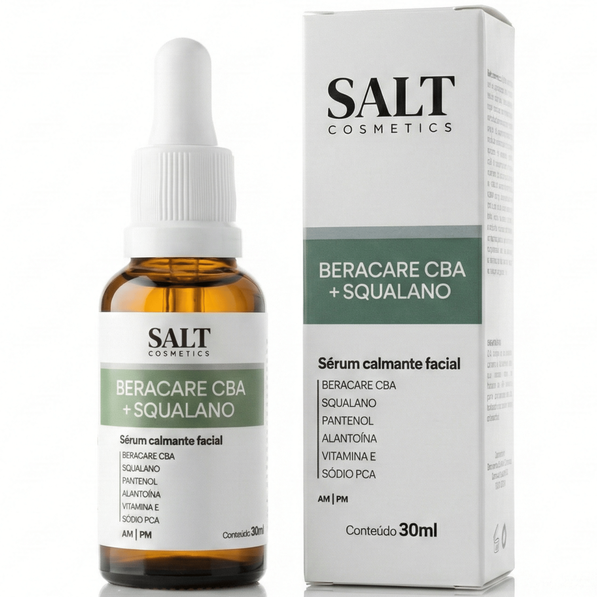 Sérum Calmante Facial 30ml Beracare CBA + Squalano – Ação Relaxante com Pantenol, Alantoína e Bisabolol – Salt Cosmetics