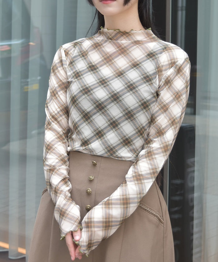 Check Pattern Sheer Top