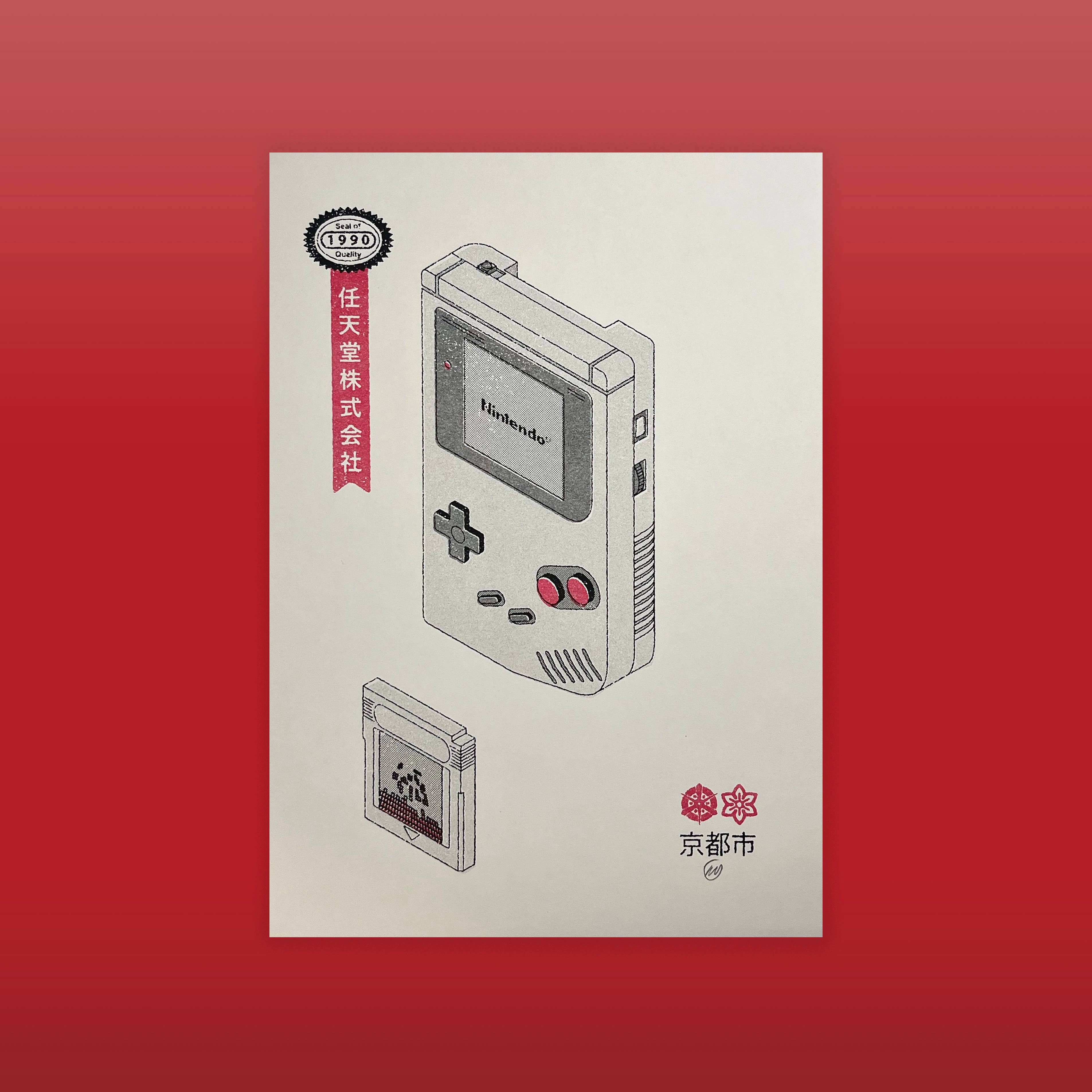 Nintendo Gameboy Risograph Art Print