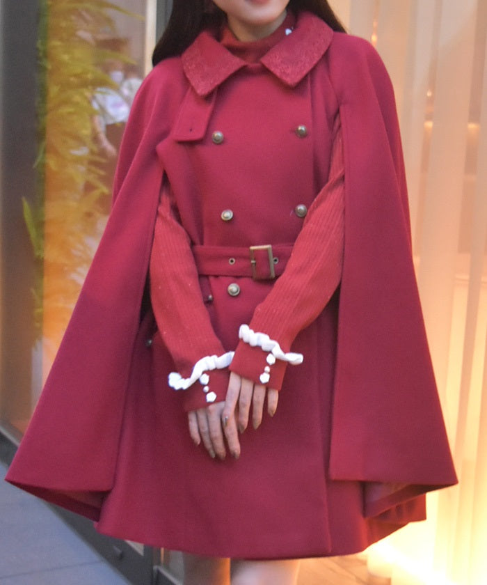 Double Button Cape Coat