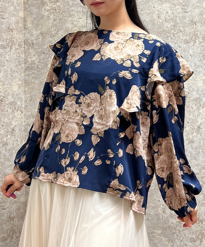 Overall Pattern Flare Blouse